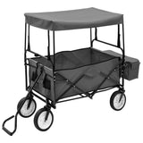 Folding Hand Trolley with Canopy Steel Grey 145512