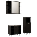 ZNTS 3 Piece Bathroom Furniture Set Black Engineered Wood 3056944