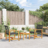 Garden Chairs 2 pcs Black Poly Rattan and Acacia Wood 367595