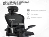 Multi-Adjustable Office Chair, with Lumbar Support, Headrest and Mesh Back - Black T3398P377443