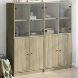 Bookcase with Doors Sonoma Oak 136x37x142 cm Engineered Wood 3206526