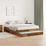 Storage Bed Frame with Drawer Old Wood 135 cm Engineered Wood 3335707