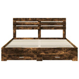Bed Frame with Drawer Smoked Oak 200 x 200 cm Engineered Wood 3411612