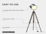 Floor Lamp with Adjustable Tripod for Living Room Bedroom, Vintage Spotlight Reading Lamp with Wood T3398P342225
