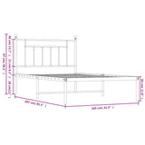 Bed Frame White Powder-Coated Steel Single Bed Frame 353581