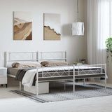 Metal Bed Frame without Mattress with Footboard White 193x203cm 372350