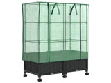 Garden Planter with Greenhouse Cover&Wheels 2 pcs Black PP 3422980