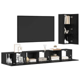 TV Cabinet Set 4 pcs Black Oak Engineered Wood 3393262