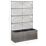 Trellis Raised Bed with 3 Pots 83x30x130 cm Poly Rattan Grey 46935