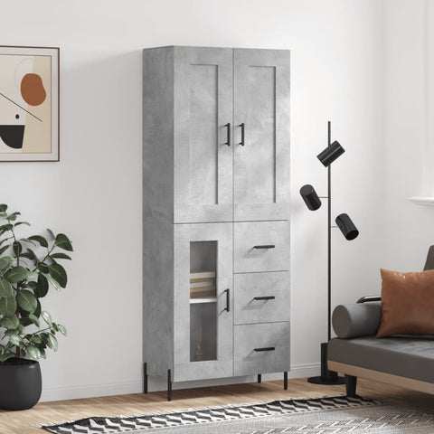 Highboard Concrete Grey 69.5x34x180 cm Engineered Wood 3199949