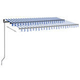 Manual Retractable Awning with LED 450x350 cm Blue and White 3069201