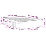 Bed Frame without Mattress Black 135x190 cm Double Double 3203909
