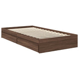 Storage Bed with Drawer Brown Oak 100 x 200 cm Engineered Wood 3412310