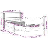 Bed Frame with Headboard Wax Brown 75x190 cm Small Single Solid Wood Pine 3306329