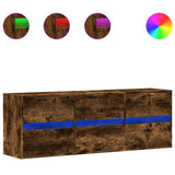 TV Wall Cabinet with LED Lights Smoked Oak 130x31x45 cm 852303