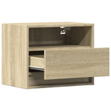 ZNTS Wall-mounted Bedside Cabinet with LED Lights Sonoma Oak 852065