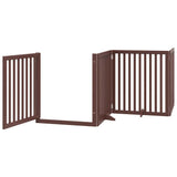 Dog Gate with Door Foldable 10 Panels Brown 800 cm Poplar Wood 3155695