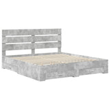 Bed Frame Concrete Grey 200 x 200 cm Engineered Wood 3411940