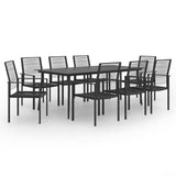 Dining Set Black Glass Large Durable Garden Dining Set 3060260