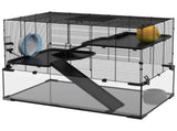 3 Tiers Hamster Cage, Gerbil Cage with Deep Glass Bottom, Non-Slip Ramps, Platforms, Hut, Exercise T3398P350088
