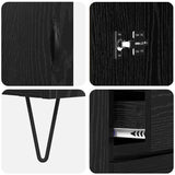 Highboard with Drawer 2 pcs Black Oak Engineered Wood and Glass 3416079