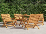 Folding Garden Chair Set of 4 Natural Teak Solid Teak Wood 3155055