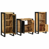Bathroom Furniture Set 3 pcs Brown and Black Solid Mango Wood 3305616