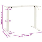 Manual Height Adjustable Standing Desk Frame Hand Crank White 321718