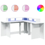 ZNTS Desk with LED Lights White 152x152x91 cm Engineered Wood 3309456