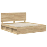 Bed Frame with Headboard Sonoma 200 x 200 cm Solid Pine Wood 3412445
