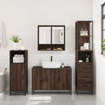 ZNTS 3 Piece Bathroom Furniture Set Brown Oak Engineered Wood 3301164