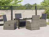 Garden Dining Set with Cushion 5 pcs Grey Poly Rattan 3379501