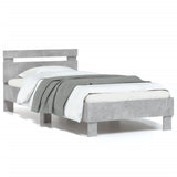 Bed Frame without Mattress with Headboard Concrete Grey 75x190 cm Small Single 838571