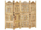 Hand carved 4-Panel Room Divider 160x165 cm Solid Mango Wood 285316