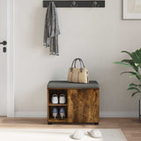 Hall Bench with Cushion with Shelf Smoked Oak 60 x 38 x 46 cm 891500