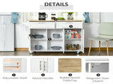 Kitchen Island Utility Cart, with 2 Storage Drawers & Cabinets for Dining Room, White T3398P344624