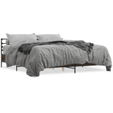 Bed Frame Brown oak Engineered wood, Metal, Plywood Double Modern 3280066