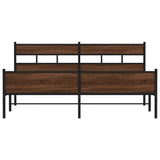 ZNTS Metal Bed Frame without Mattress Brown Oak 180x200 cm Super King 3308517