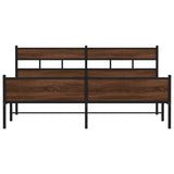 Metal Bed Frame without Mattress Brown Oak 193x203 cm 3308519