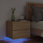 ZNTS Wall-mounted Bedside Cabinet with LED Lights Sonoma Oak 836816