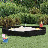 Sandbox with Seats Black Octagon Solid Wood Pine 825020