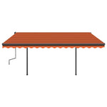 ZNTS Manual Retractable Awning with Posts 4x3.5 m Orange and Brown 3070220