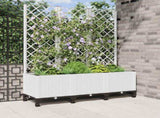Garden Planter with Trellis&Wheels White 120 x 40 x 146 cm PP 3423060