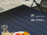 Square Garden Table with Slat Top, Steel Frame, Outdoor Table for 4 Person, 80 x 80 x 74 cm, Black T3398P323873