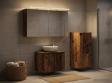 Bathroom Furniture Set 4 pcs Old Wood Engineered Wood and Glass 3407413