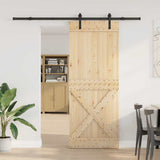 Sliding Door with Hardware Set 90x210 cm Solid Wood Pine 3332757