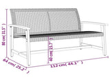 Garden Bench Black 112 cm Poly Rattan and Acacia Wood 367598
