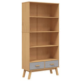 Bookcase 4-Tier OLDEN Grey and Brown Solid Wood Pine 358613