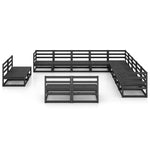 ZNTS 13 Piece Garden Lounge Set Black Solid Pinewood 3075908