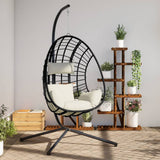 Hanging Egg Chair with Stand Beige Rattan and Steel 4007411
